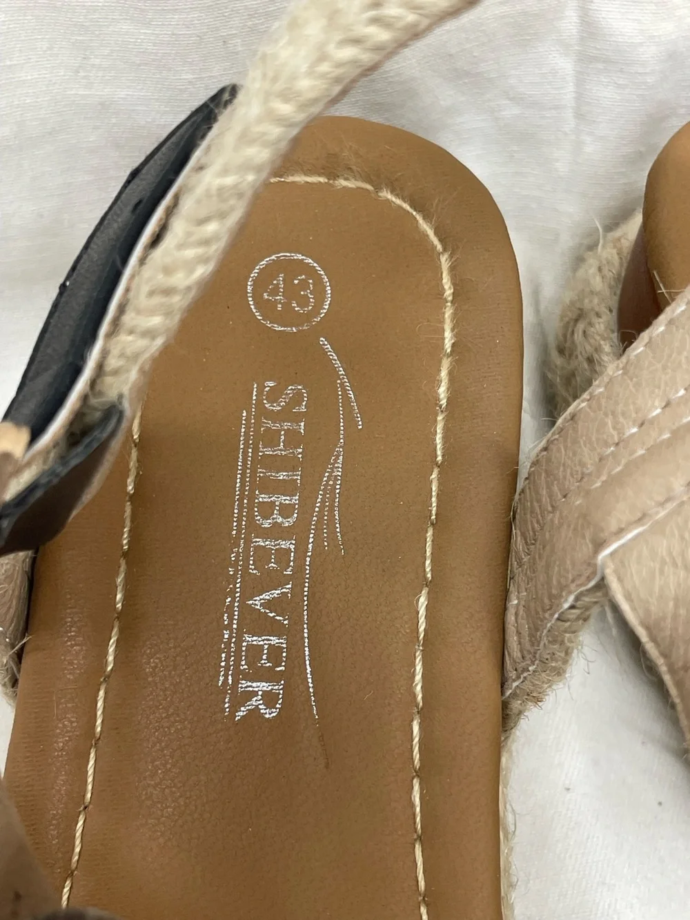 Shibever Espadrille Wedge Sandals in Beige and Black - Women Sz 43